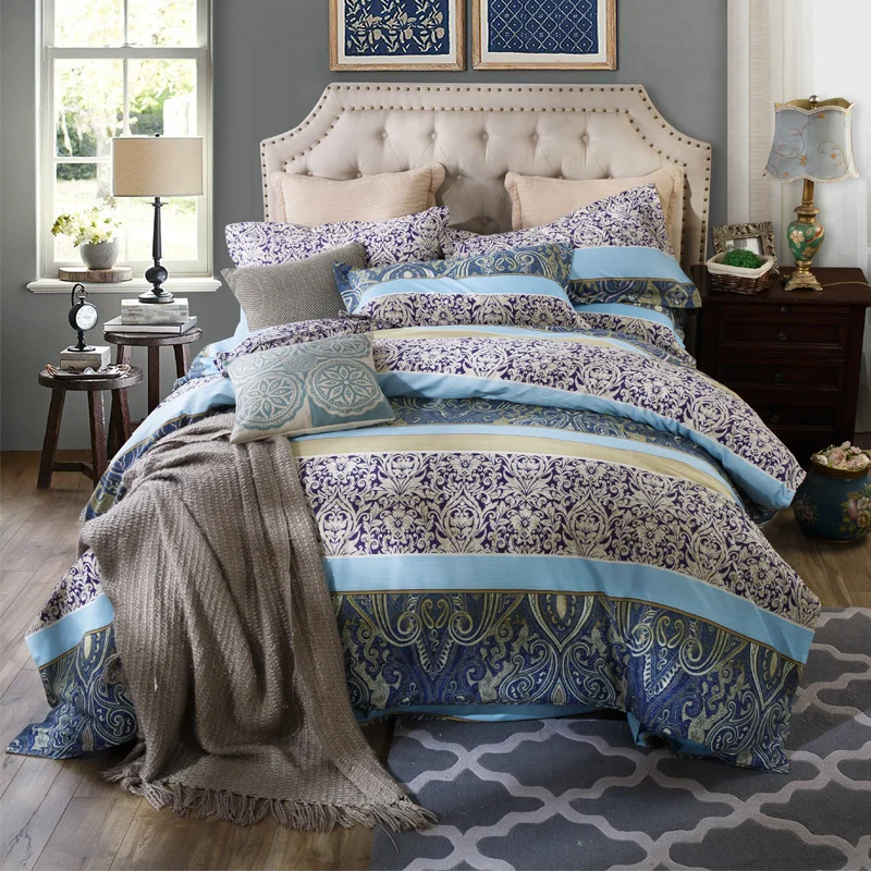 

Vintage Bloom Flowers Leaves Duvet Cover Bed Sheet Set Brushed Cotton Ultra Soft Heavyweigh Warm Queen King size Bedding Sets