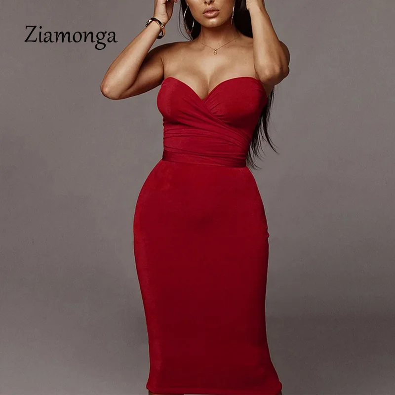 Женское вечернее платье без бретелек Ziamonga длинное Повседневное с открытыми