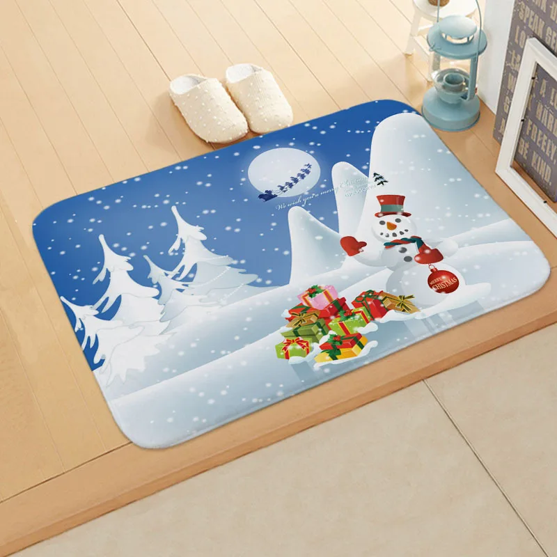

Doormat Anti-slip Merry Christmas Print Absorb Water Bath Mat Bathroom Home Kitchen Bedroon Floor Mat Entrance 40*60cm DD-0124