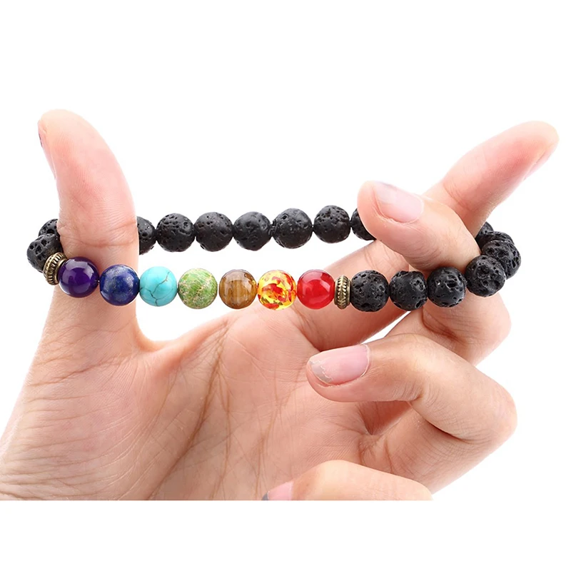 

Colorful Hand-made Beaded Bracelets Natural Volcanic Stone Energy Healing Yoga Beaded Bracelets Hand-made Bracelets