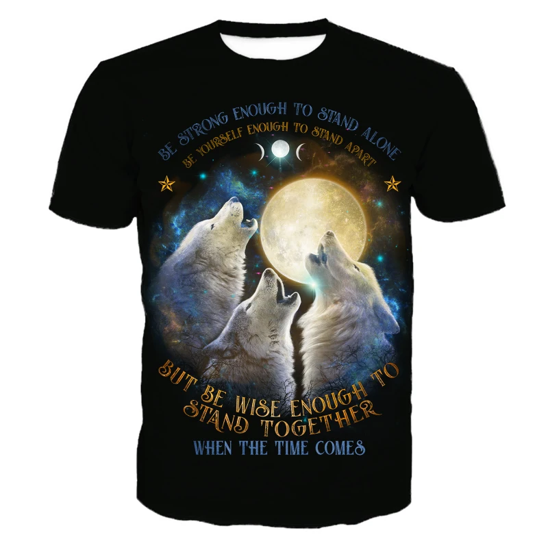 Красочная модная повседневная мужская футболка с рисунком воющего тройного