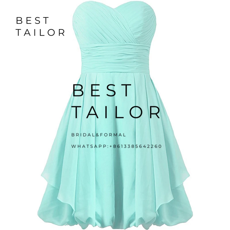 Платья для подружек невесты короткие платья подружки бирюзовые шифоновые