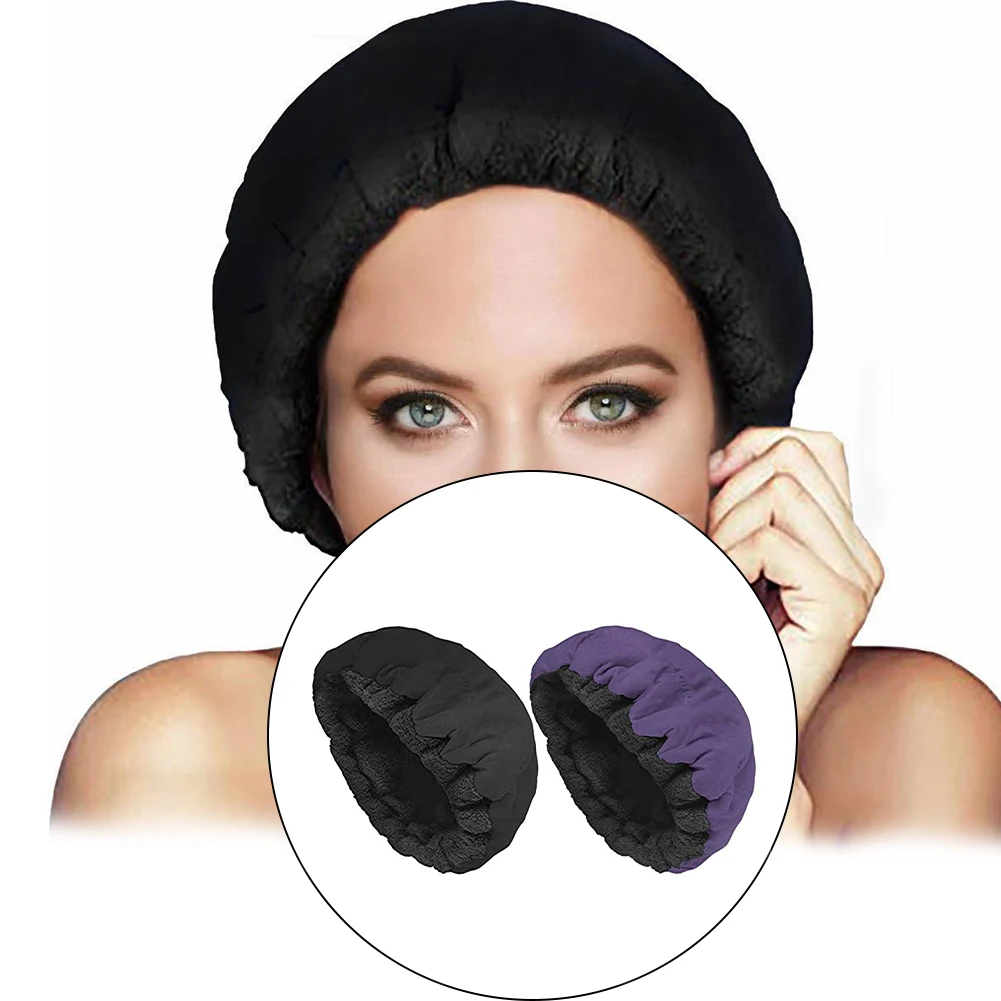 Шапка-грелка для укладки волос из микрофибры однотонная портативная беспроводная многоразовая эластичная горячая терапия глубокий кондиционер льняной интерьер