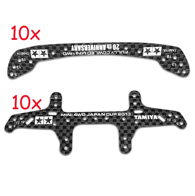 10xfront 10xrear 10 шт. 95072+ 94954 1,5 мм углеродное волокно передняя/задняя надпись Армирующая пластина для RC Tamiya Mini 4WD гоночный автомобиль модель - Цвет: 10xfront 10xrear