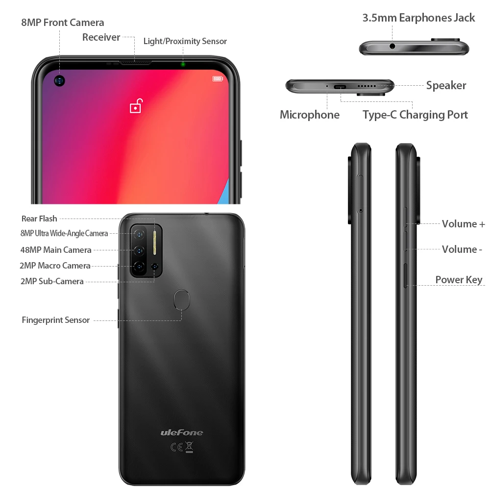 Смартфон Ulefone Note 11P Android 11 8 + 128 ГБ 4G-LTE 4400 мАч камера 48 МП 6 55 дюйма | Мобильные