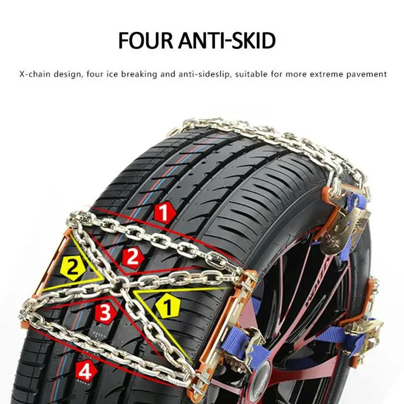 

Universal Steel Truck Car Wheels Tyre Tire Ice Chains Belt Winter Anti-skid Vehicles SUV Wheel Chain Mud Road Safe Safety
