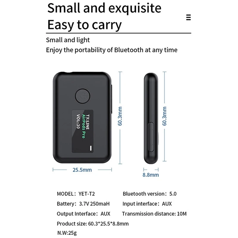 OLED экран 2 в 1 беспроводной приемник Bluetooth 5 0 адаптер передатчика и USB аудио |