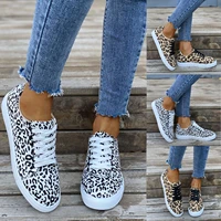 womens sneakers flat leopard print stitching large size casual non slip canvas sports running light comfortable slippers shoes