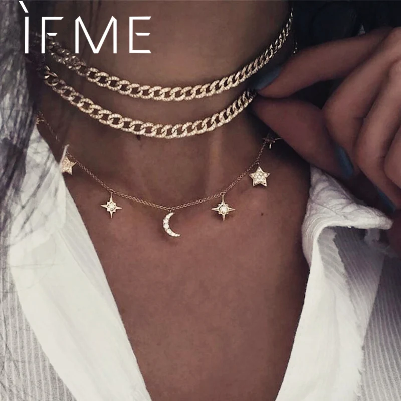 Женское многослойное ожерелье-чокер IF ME винтажное ожерелье золотого цвета с