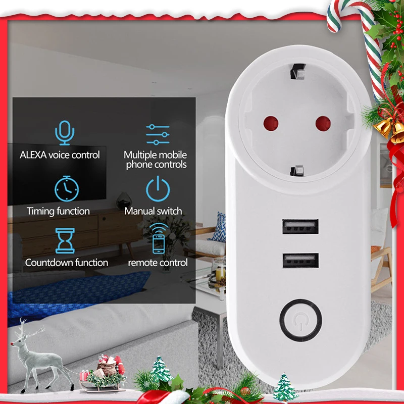 Умная розетка Ewelink с двумя USB портами переключатель Wi Fi для Alexa/Google Home/IFTTT/FR 2