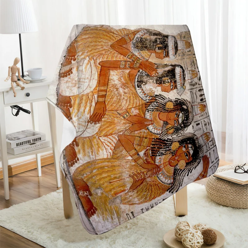?? 女性のための古代エジプトの田舎のポートレートブランケット,ベッドカバーのデザイン,ソファ用の豪華なチェック柄