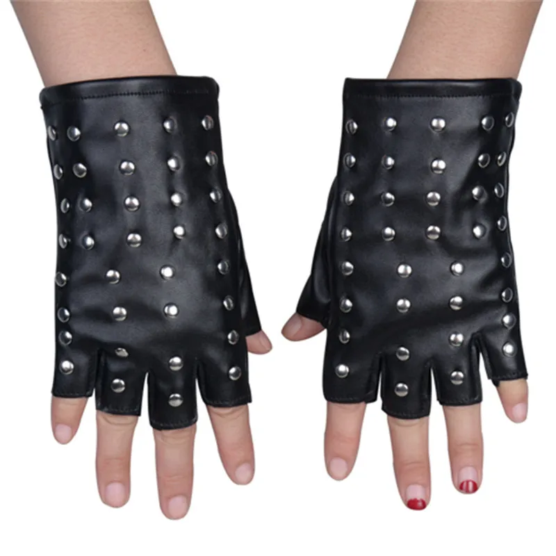 Idopy женские и мужские перчатки из искусственной кожи с заклепками панк