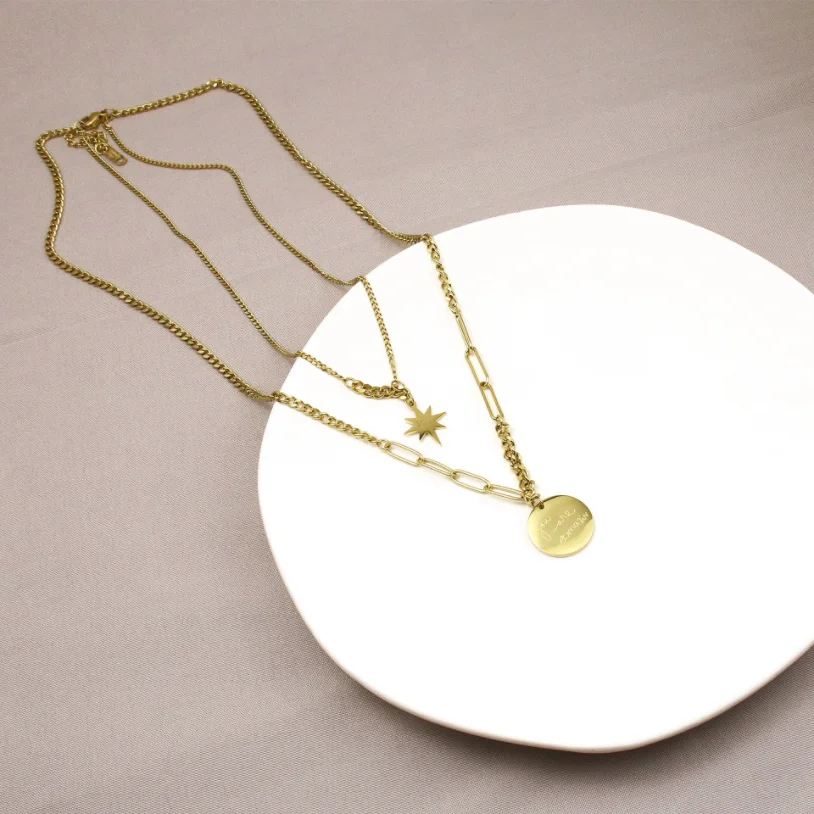 

316L Stainless Steel Fashion Fine Jewelry Hip Hop Street The Brightes Star Charms Chain Choker Necklaces Pendants For Women Men