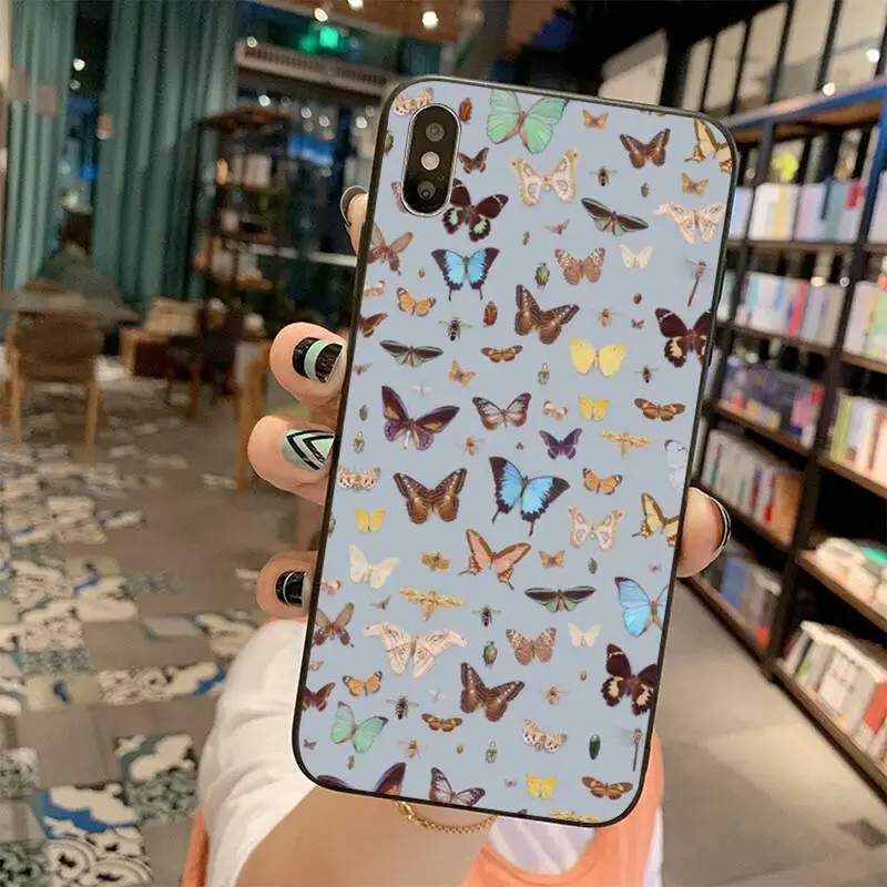 HPCHCJHM Бабочка DIY Окрашенные Bling Телефон чехол для iPhone 11 pro XS MAX 8 7 6 6S Plus X 5S SE 2020 XR |