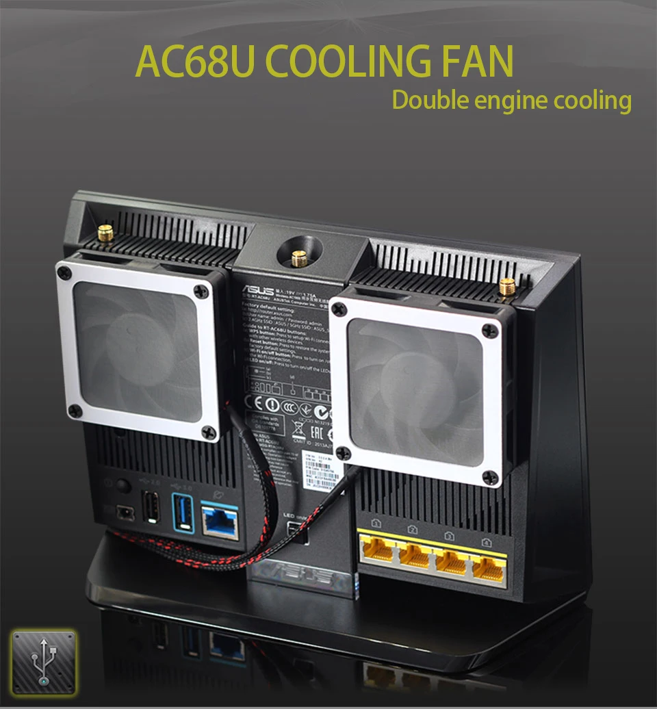 AC68U, AC86U, EX6200, Tenda AC15 AC1900P маршрутизатор, 7 см вентилятор тепловыделения, Пыленепроницаемая сетчатая крышка, регулятор скорости