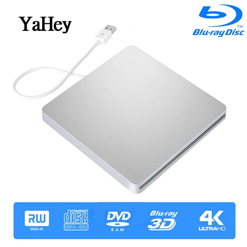 YAHEY внешний накопитель USB 3 0 Bluray Burner BD RE CD/DVD RW Writer Play 3D 4K Blu Ray Disc для ноутбуков 2019|dvd