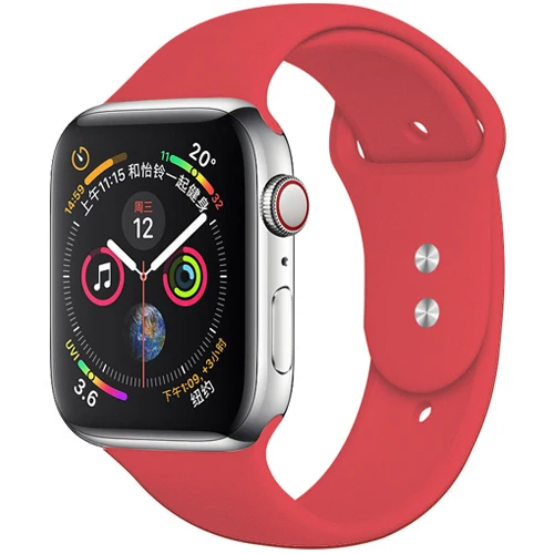 light rose red 18 Спортивный ремешок для Apple Watch ремешок 44 мм 40 4 3 iwatch ремешок 42 мм 38 мм силиконовый pulseira ремешок для часов Браслет Apple watch 5 ремешок 44 мм - Цвет ремешка: light rose red 18