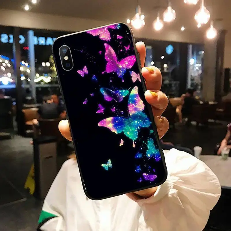 

Corlorful fly Butterfly glitter pattern luxury Phone Case shell for iPhone 11 12 pro XS MAX 8 7 6 6S Plus X 5S SE 2020 XR