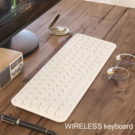White B.O.W 100 клавиш провод/беспроводная Тонкая клавиатура, ультра-тонкая USB Мультимедийная мини-клавиатура(круглые клавиши) для ПК/компьютера/ноутбука/Mac - Цвет: White