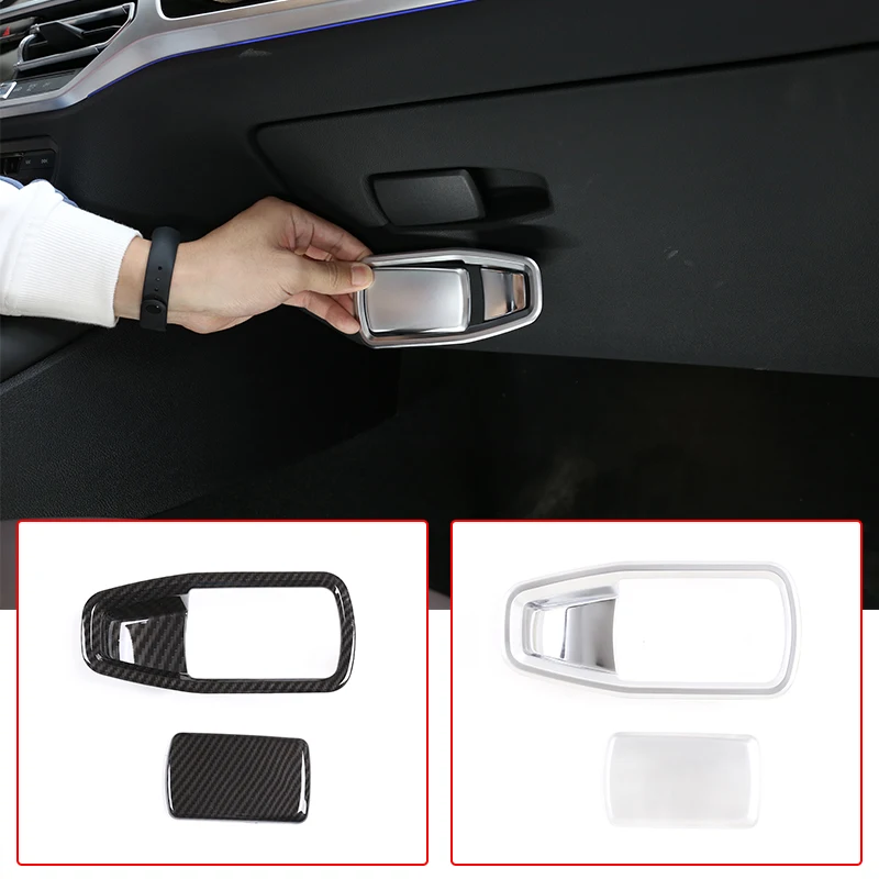 

2pcs ABS Chrome Car Styling Interior Co-pilot Glove Box Open Handle Decorator Cover Trim For BMW 3 Series G20 G28 2020-2021