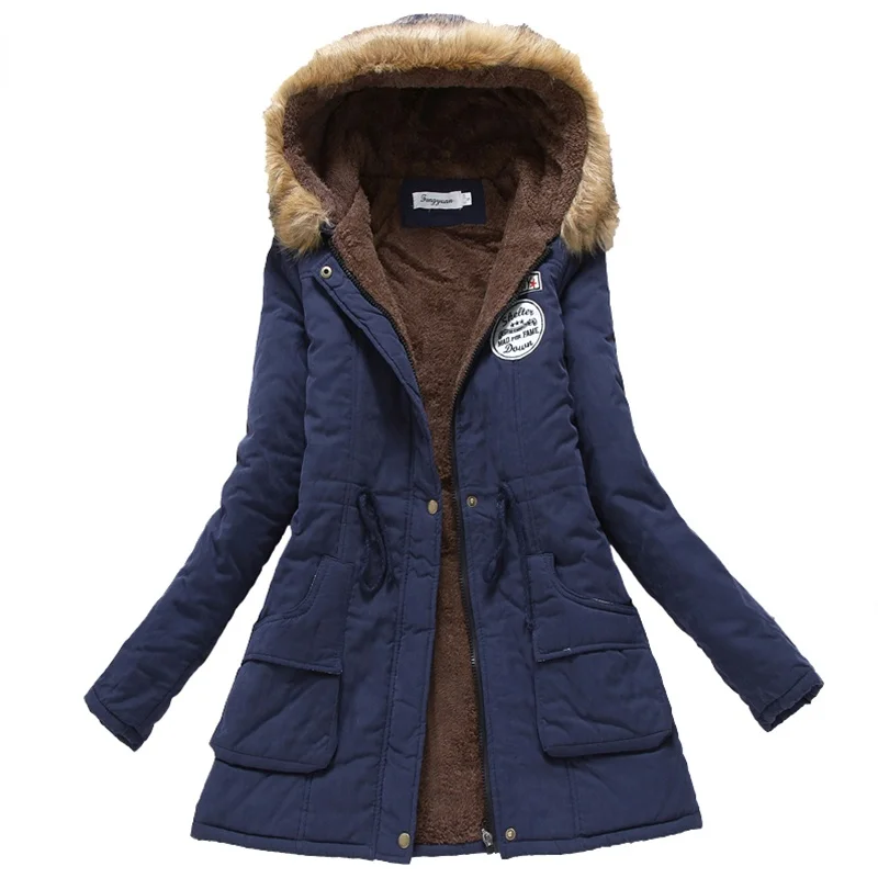 

new winter military coats women cotton wadded hooded jacket medium-long casual parka thickness plus size XXXL quilt snow outwear