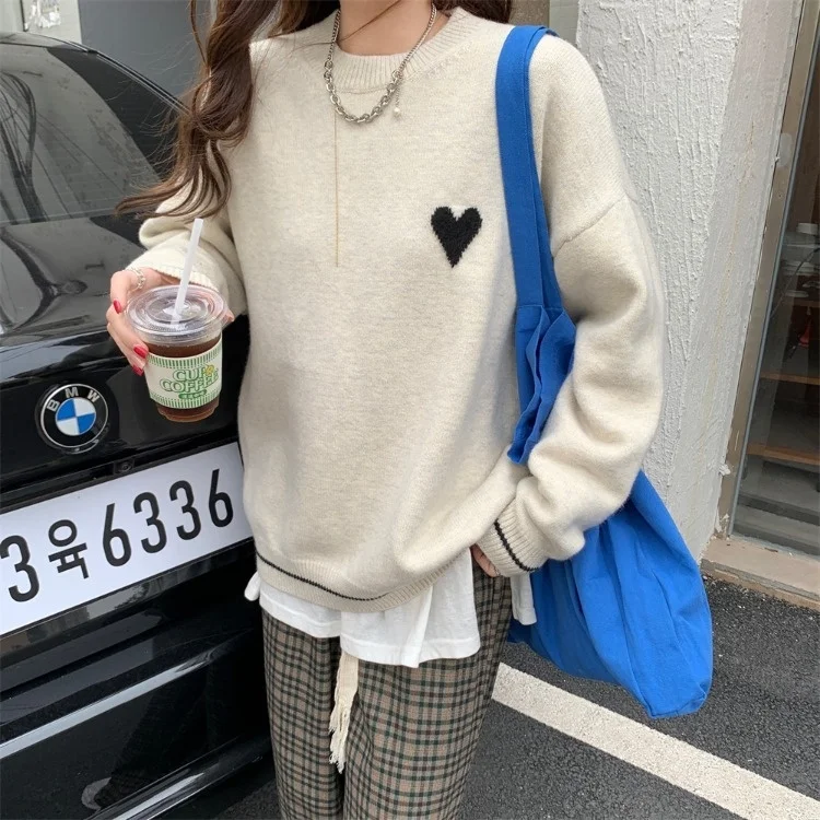 

Embroidered Sweater Women's Autumn and Winter 2021 New External Loose Pullover Long Sleeve Sweater Top C1155