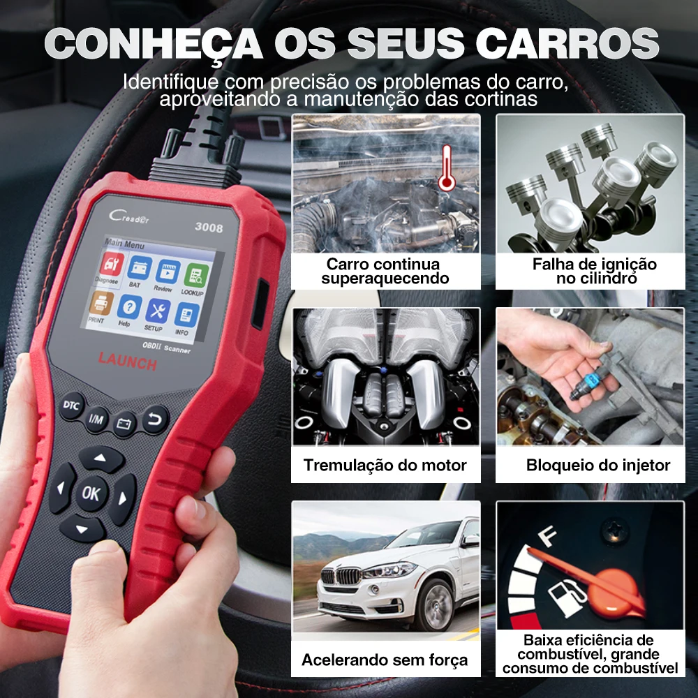 Сканер LAUNCH X431 obd2 CR3008 автоматический сканер для автомобиля с аккумулятором pk CR3001