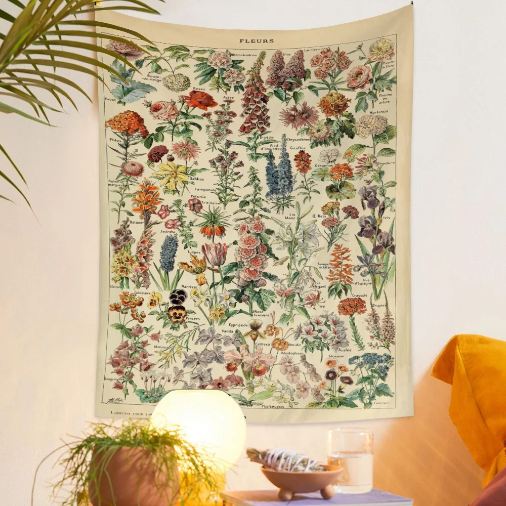 

Mushroom Botanical Wildflower Tapestry Wall Decor Floral Reference Chart Diagram Illustration Wall Art Aesthetic Tapestries