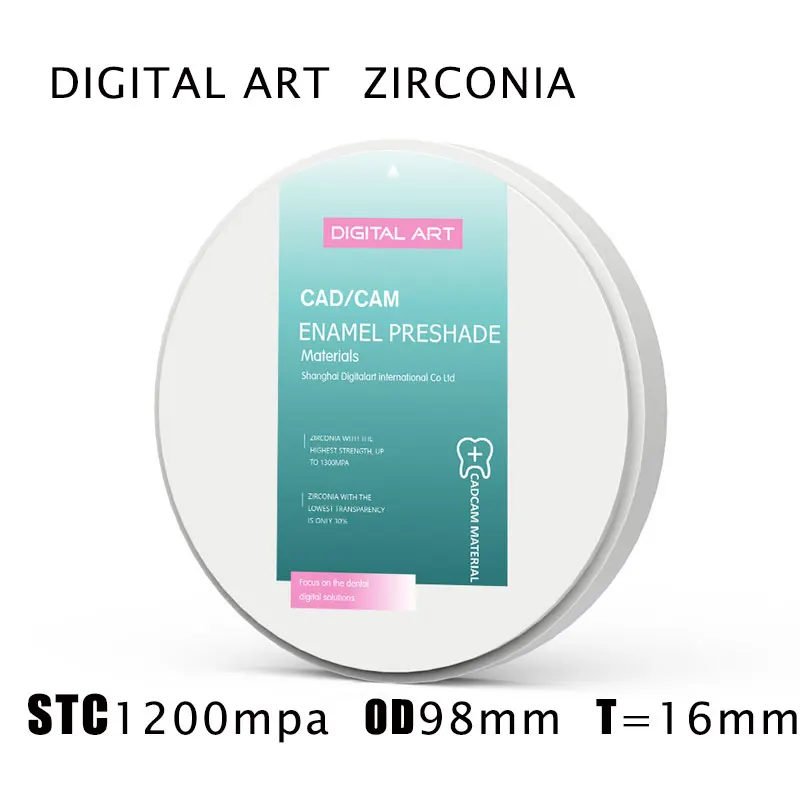 STC98mm16mmA1-D4 Digitalart dental zirconia blank high strength dental implant zirconia