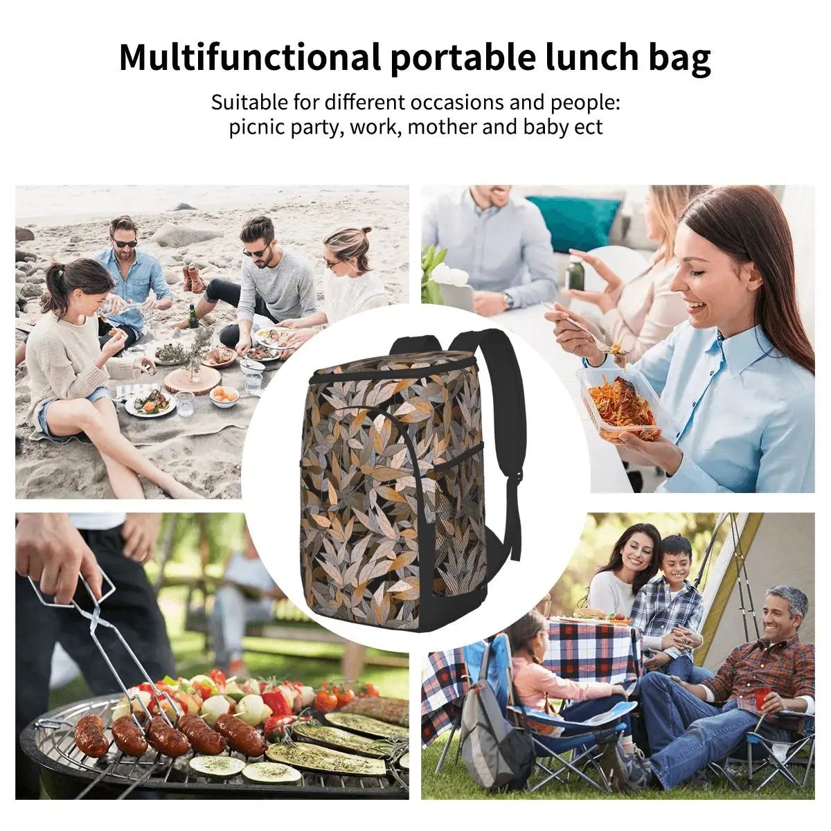 

15L Refrigerator Bag Soft Large Insulated Cooler Backpack Thermal Isothermal Fridge Travel Beach Beer Bag Floral