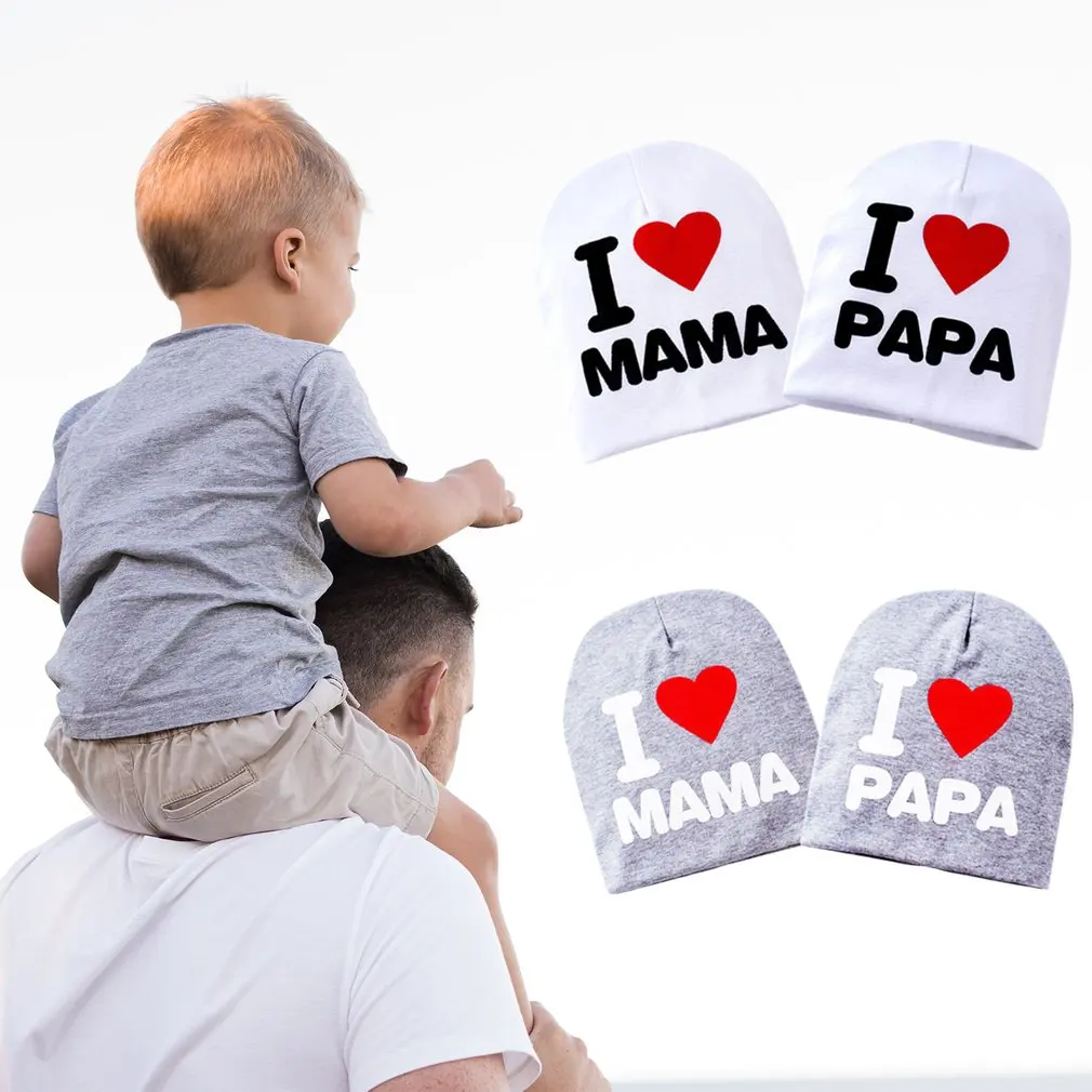 

Children Kids Print Knitted I Love Mama Baby Hat Cotton Unisex Baby Cap Letter Kids Hat For 0-3 Years