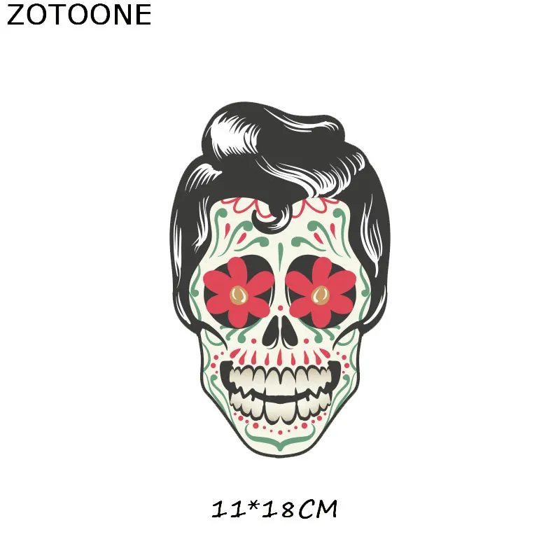 ZOTOONE цветок череп патч крутые наклейки в стиле панк утюжок на патчи для одежды