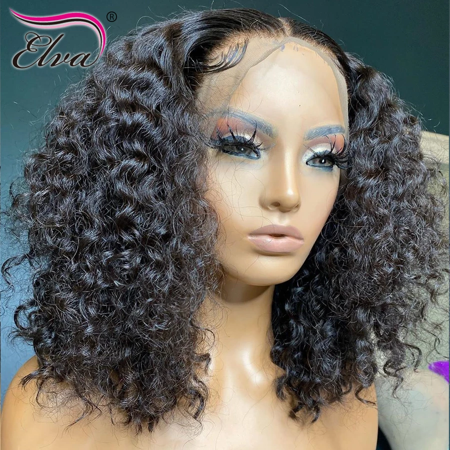 Вьющиеся передние парики из человеческих волос на сетке предварительно