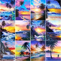 5d diy diamond painting sunset seascape diamond embroidery landscape cross stitch full square round drill crafts home decor gift