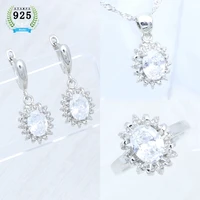 crystal earrings 925 sterling silver wedding jewelry set for women crystal ring earrings pendant necklace for women
