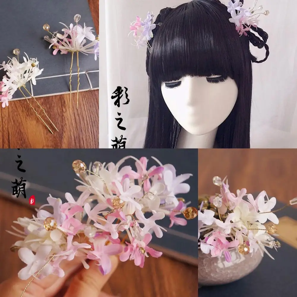 Античный Хрустальный цветок из бисера золотые заколки для волос Kanzashi заколка