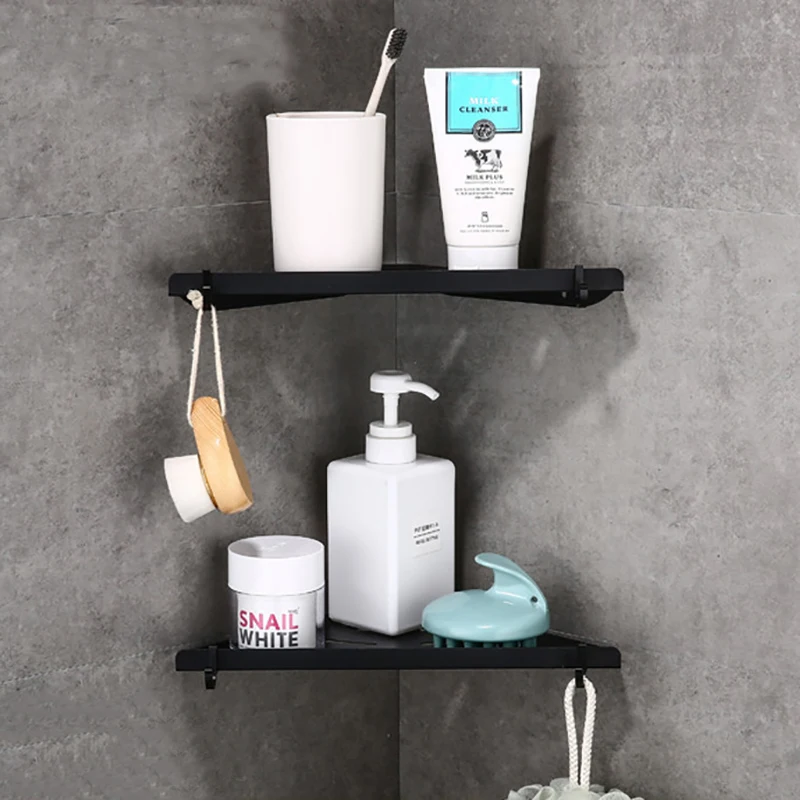 

Badkamer Rekken Hoekplank Aluminium Wandmontage Driehoek Douche Caddy Rack Bad Accessoires Wc Shampoo Houder