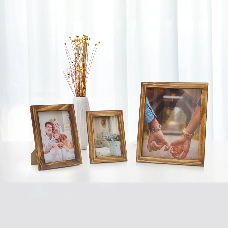 

OuXean 8x10 5x7 4x6 Picture Frames Vintage Brown Wood Photo Frames Collage for Wall and Tabletop Display 2 Pieces Pack