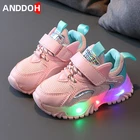 Детские светящиеся кроссовки, дышащие сетчатые, для мальчиков и девочек, спортивная обувь для начинающих ходить детей, подсвеченные беговые кроссовки, размеры 21-30