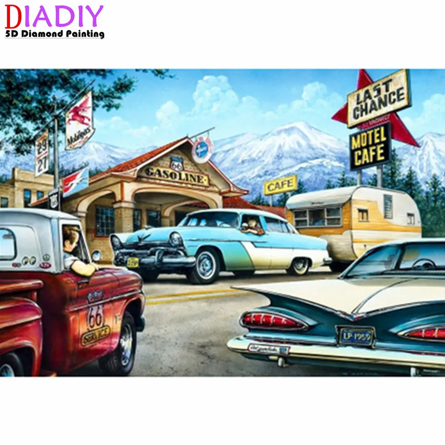 

Алмазная мозаика 5D «сделай сам», Набор для вышивки крестиком в стиле ретро, уличный автомобиль, полное сверление, украшение для дома
