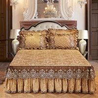 luxury europe princess bedding bed skirt set pillowcases velvet thick warm lace bed sheets 13pcs mattress cover king queen size