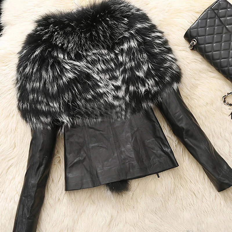 2022 Plus Size Women's New Imitation Raccoon Fur PU Leather Vintage Classic Female Lady Winter Popular Clothes Warm Coat Jacket