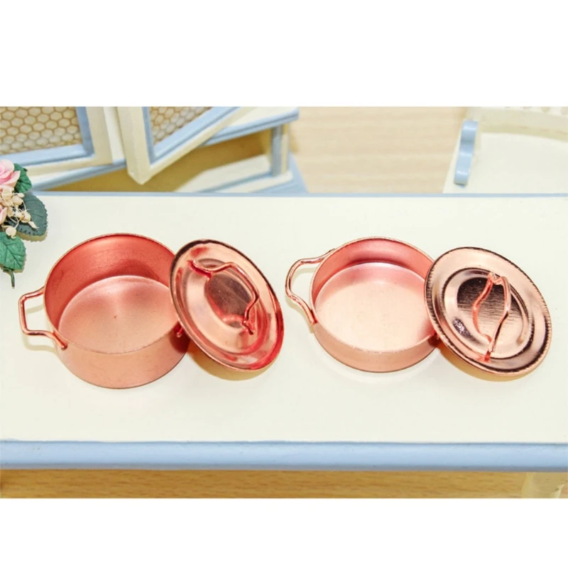 Dollhouse Accessory Pot Golden Color 1:12 Scale Miniature Cooking Kettle Cookware Kitchen Kit Scene Toy | Дом и сад