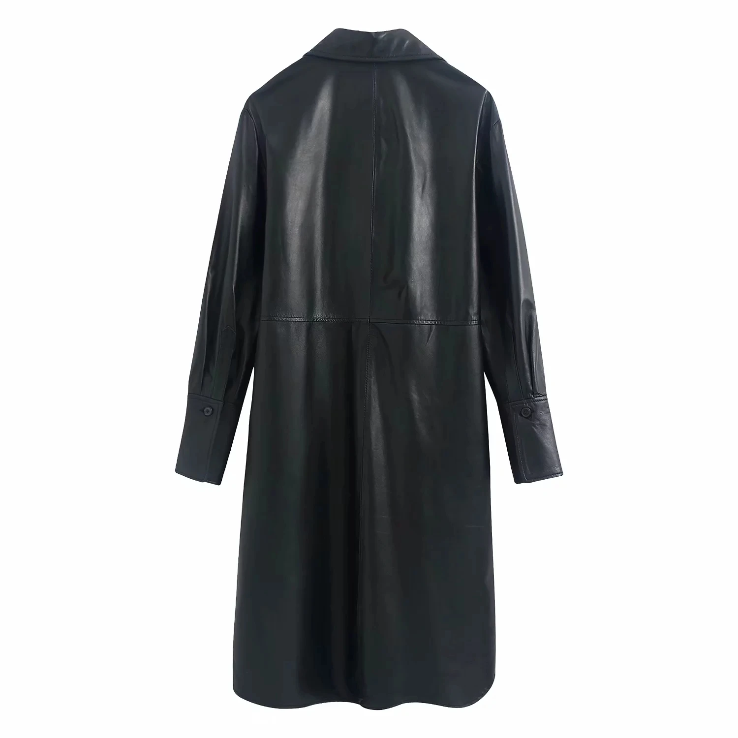 Искусственная кожа женская рубашка платье с длинным рукавом искусственная