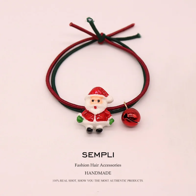 Santa Claus Sempli, 22 вида, высокие нейлоновые резинки, рождественский сезон, колокольчик, эластичные резинки для волос, для женщин, девочек, Санта Клаус, Рождественская елка, головные уборы - Цвет: Santa Claus