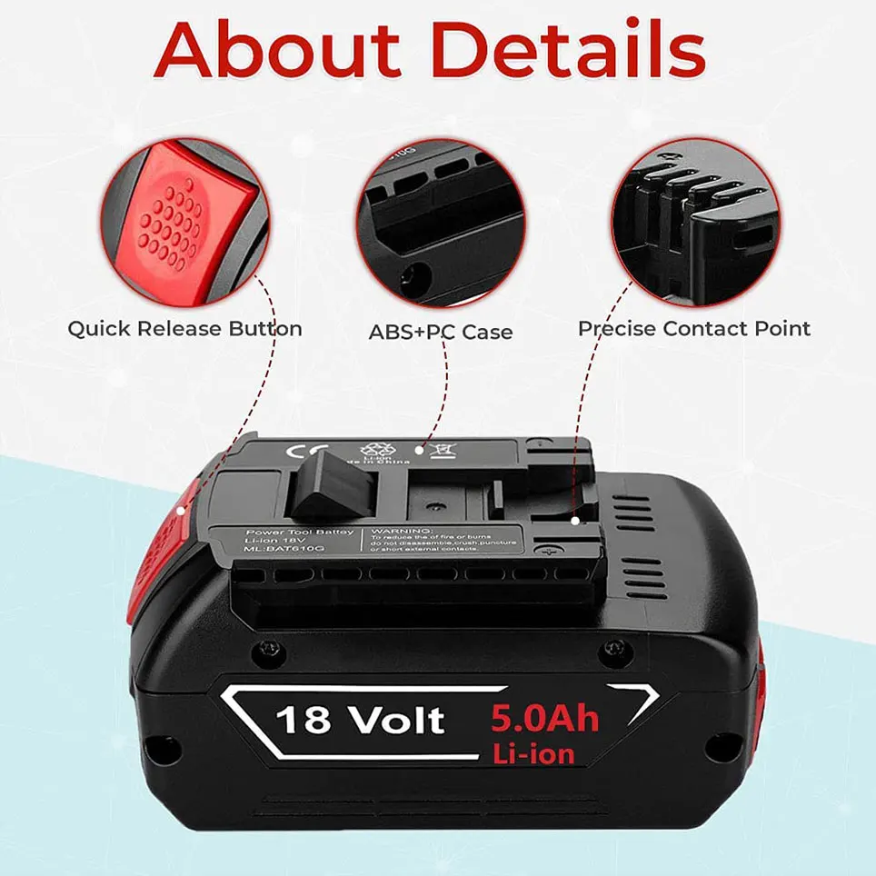 

5000 mAh replacement battery for Bosch 18V battery 619G battery 610G cordless power tool lithium ion battery