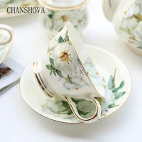 chanshova 200ml european style ceramic coffee cup and saucer set bone china porcelain coffee mug milk tea cup set h066