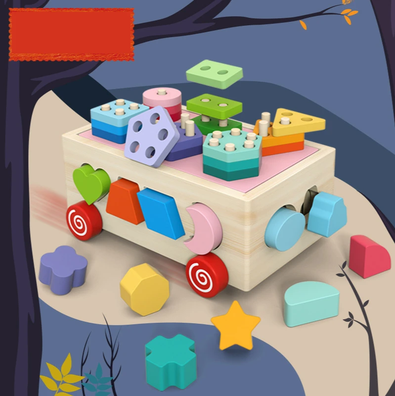 

Children's Educational Toys Intellectual Drag Building Blocks Geometric Shapes Matching Trailers Cognitive Classification