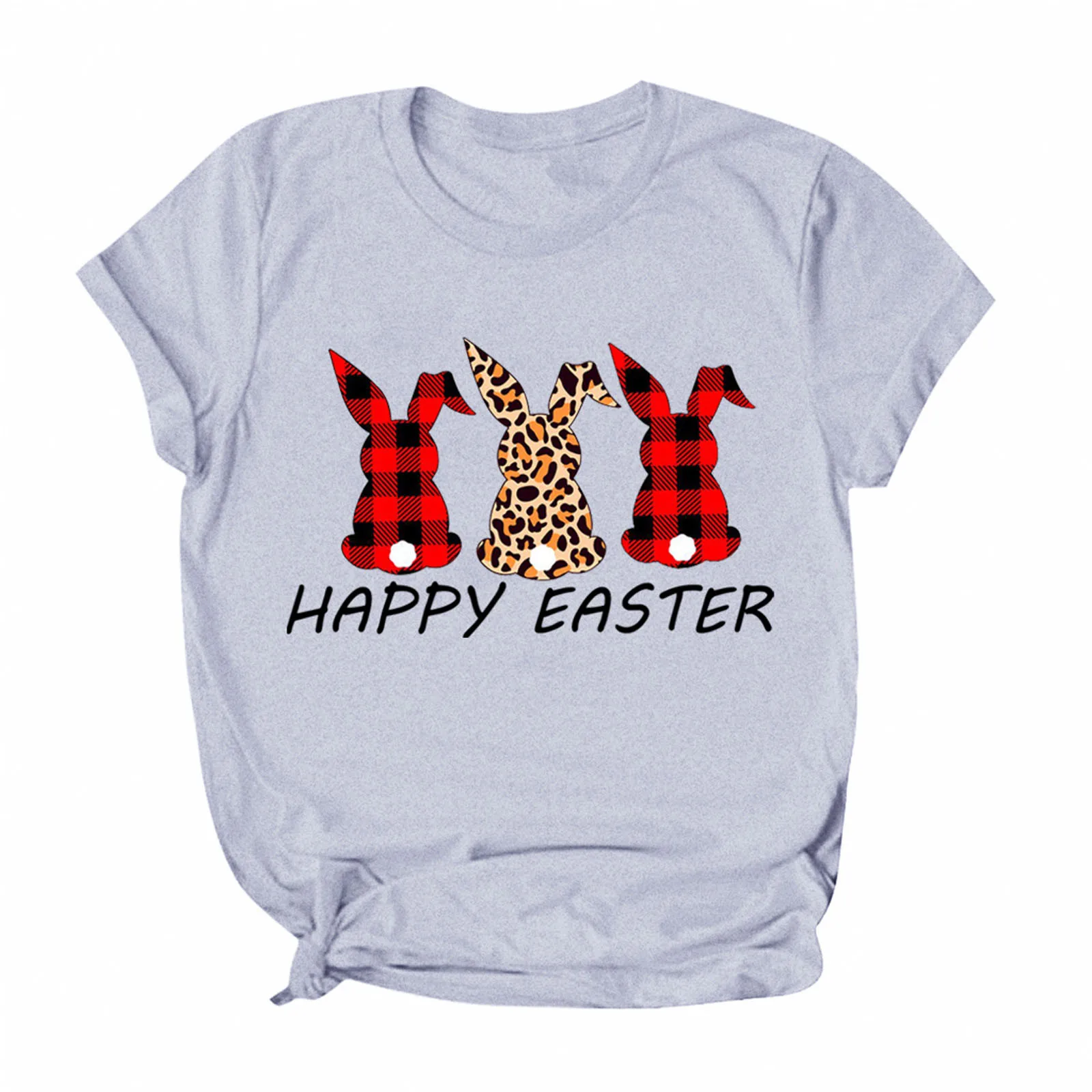 

Rabbit print T-shirt loose cotton short sleeve Easter women's top, new casual women's dress in summer 2021