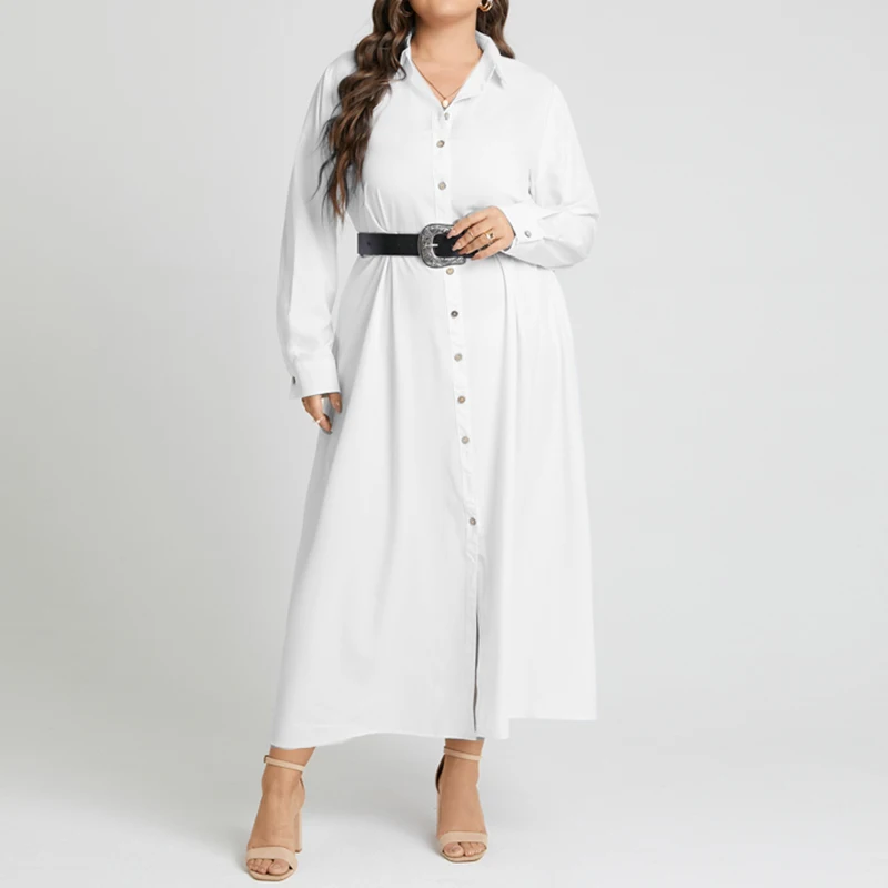 

Женский Осенний сарафан VONDA с длинным рукавом, женское повседневное однотонное вечернее платье с разрезом, элегантное платье-рубашка больш...